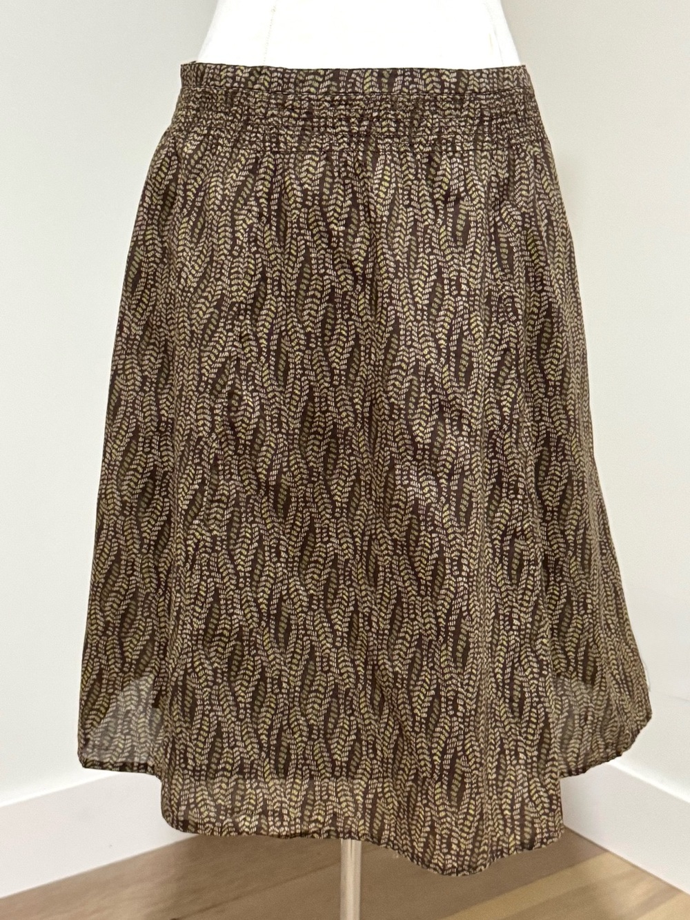 ⭐️ Attention XL Lined Leaf Print Skirt Brown Olive Midi Nice